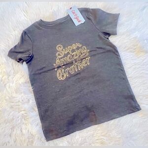 NEW 3T Cat & Jack Grey Gold Super Amazing Brother Kids T Shirt Top Boys